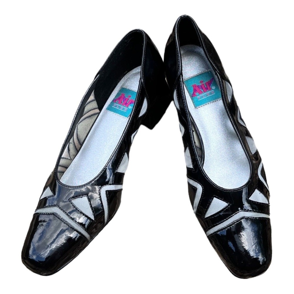Air Flex Shoes Womens Size 7.5 M‎ 151256 Slip-On Black White Geo 2"Heel